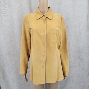 Marsh Landing Tan Leather Button Down Shirt Jacket Schaket